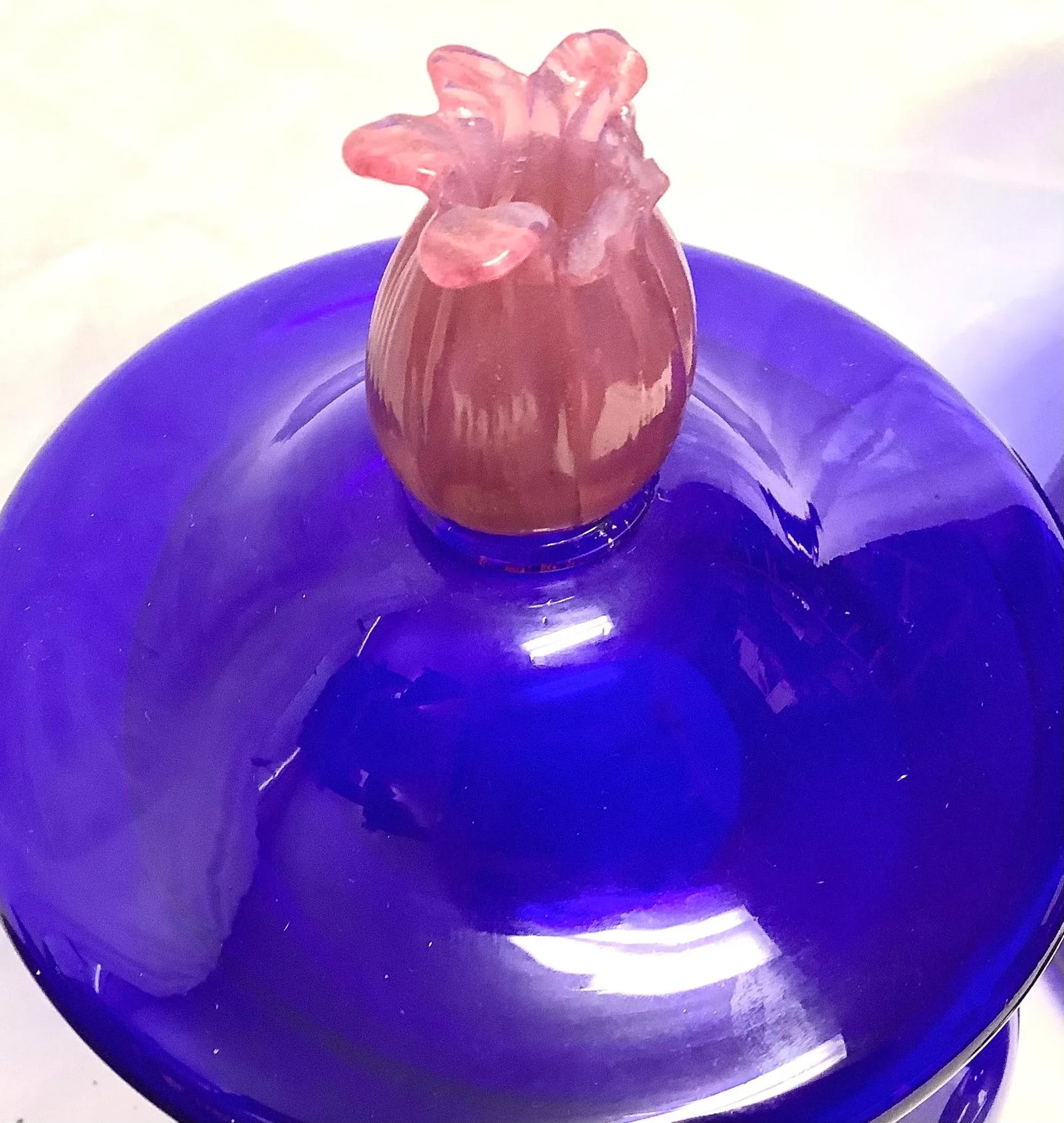 Set of 5 Large Vintage Venetian Glass Apothecary Jars With Lids and Fruit Handles - 8