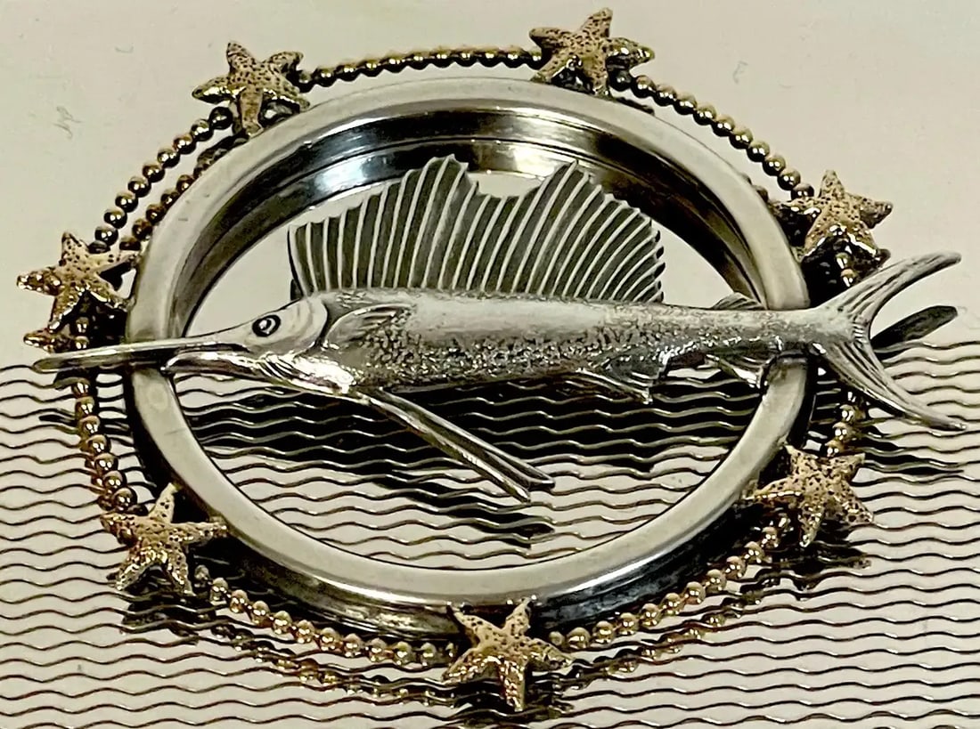 Early 20th Century Art Deco Sterling Sailfish & Black Amethyst Box by R. Blackington - 10