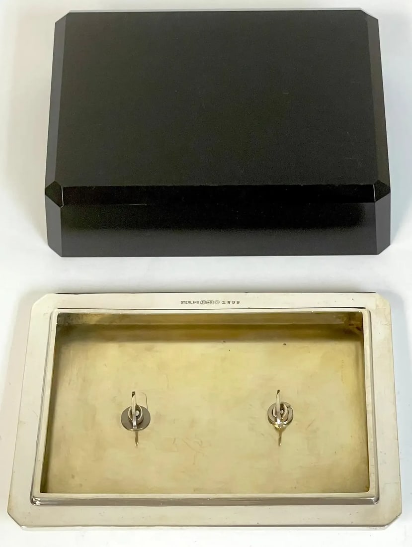 Early 20th Century Art Deco Sterling Sailfish & Black Amethyst Box by R. Blackington - 11