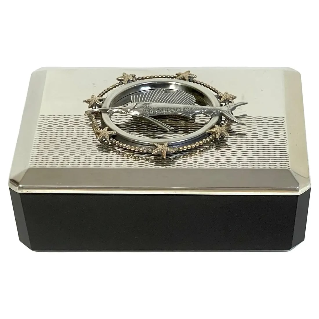 Early 20th Century Art Deco Sterling Sailfish & Black Amethyst Box by R. Blackington - 13