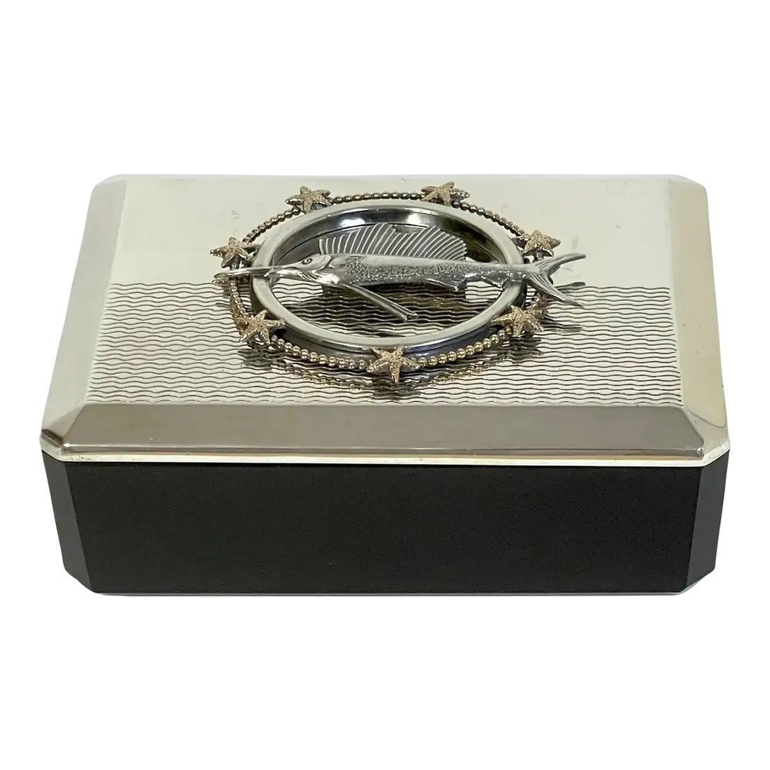 Early 20th Century Art Deco Sterling Sailfish & Black Amethyst Box by R. Blackington (1 of 13)