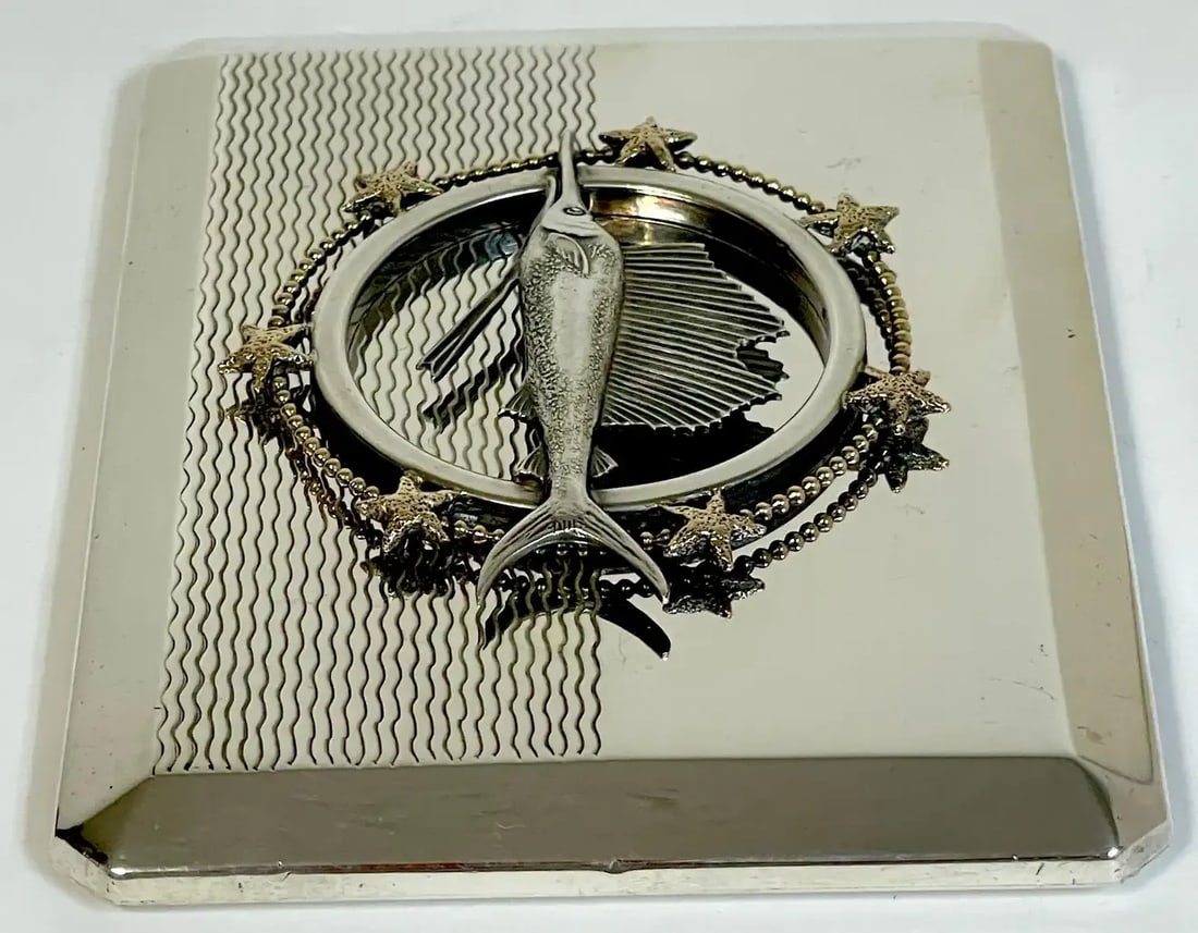 Early 20th Century Art Deco Sterling Sailfish & Black Amethyst Box by R. Blackington - 7