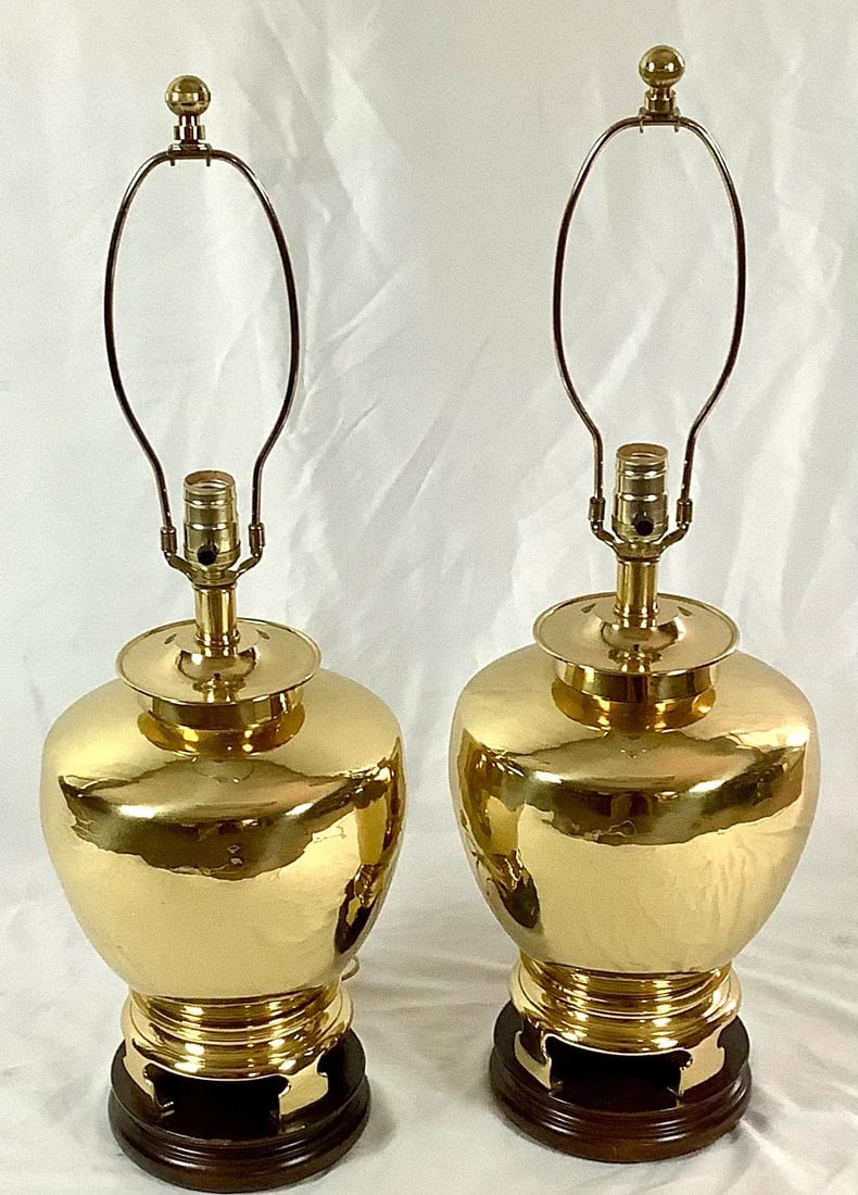 Pair of Fredrick Cooper Brass Lamps - 2