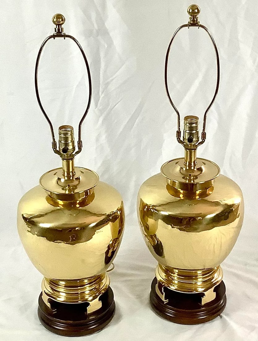 Pair of Fredrick Cooper Brass Lamps - 7