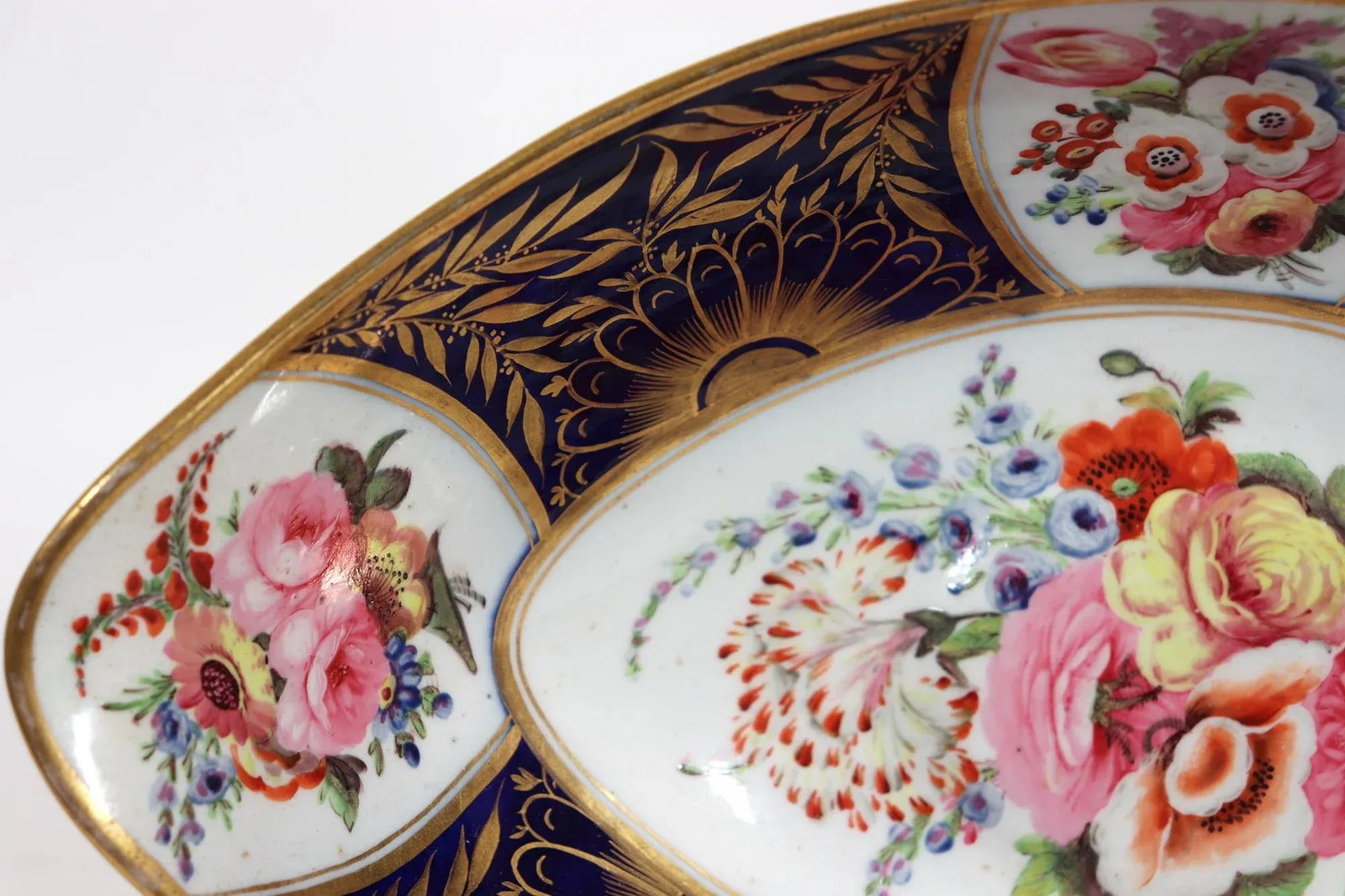 Regency Porcelain Mazarine Blue and Botanical Footed Tazza - 10