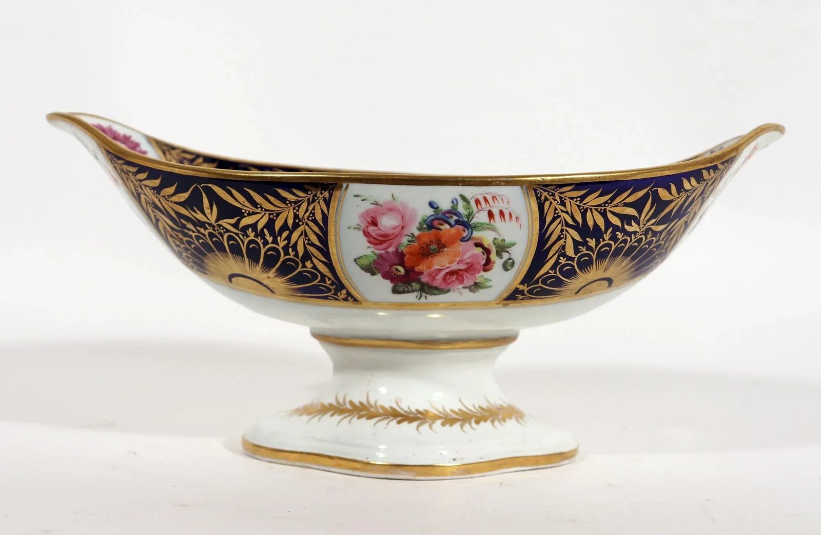 Regency Porcelain Mazarine Blue and Botanical Footed Tazza - 11