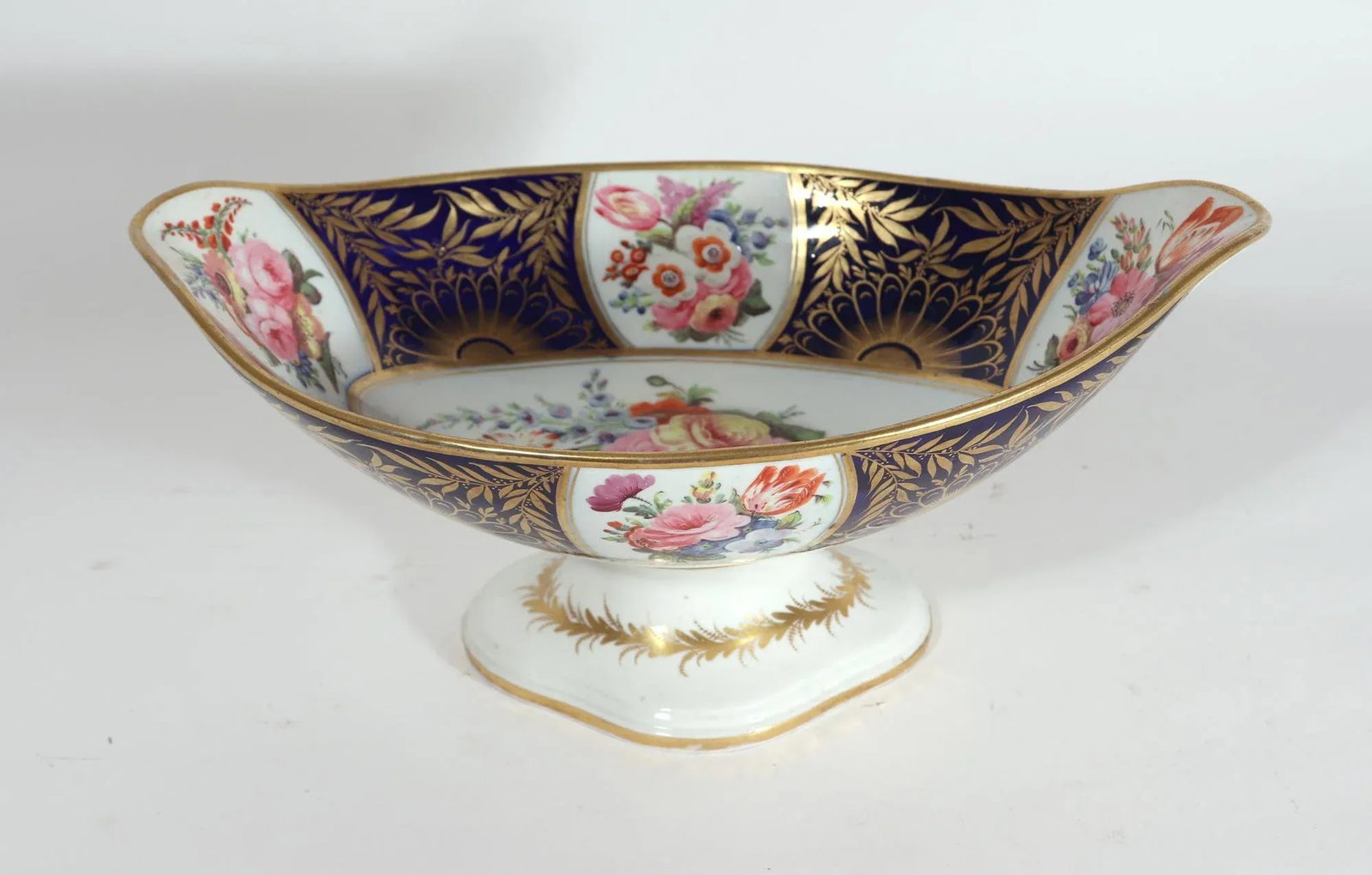 Regency Porcelain Mazarine Blue and Botanical Footed Tazza - 12