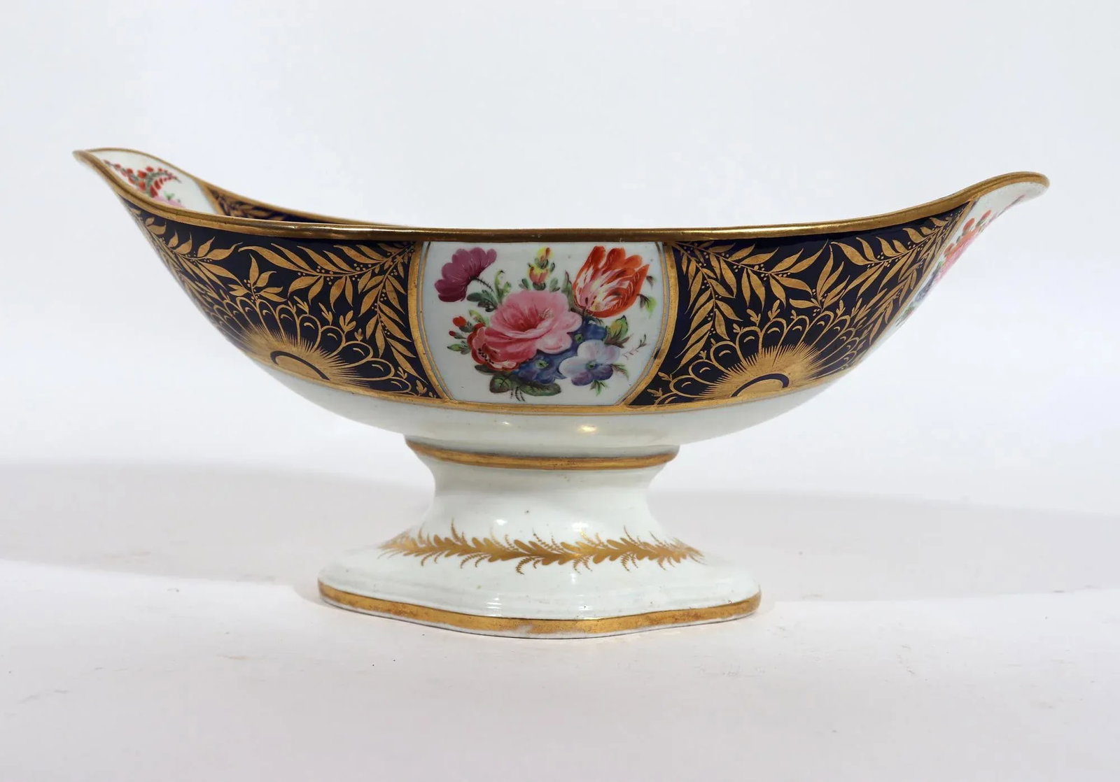 Regency Porcelain Mazarine Blue and Botanical Footed Tazza - 4