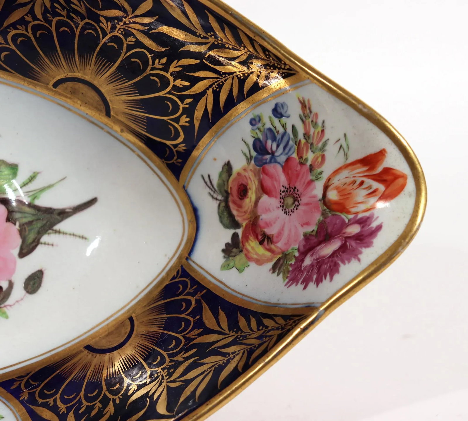 Regency Porcelain Mazarine Blue and Botanical Footed Tazza - 5