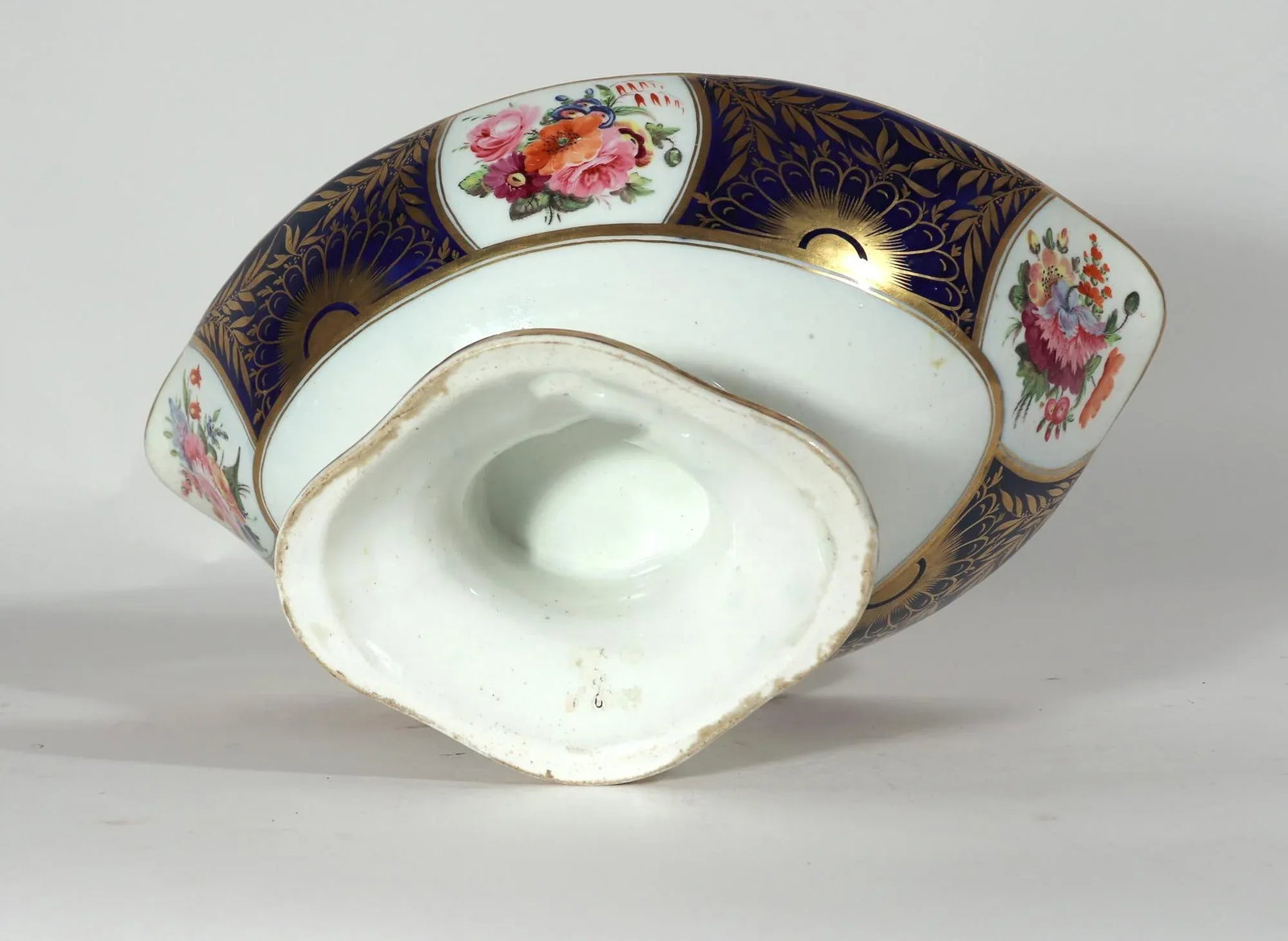 Regency Porcelain Mazarine Blue and Botanical Footed Tazza - 6