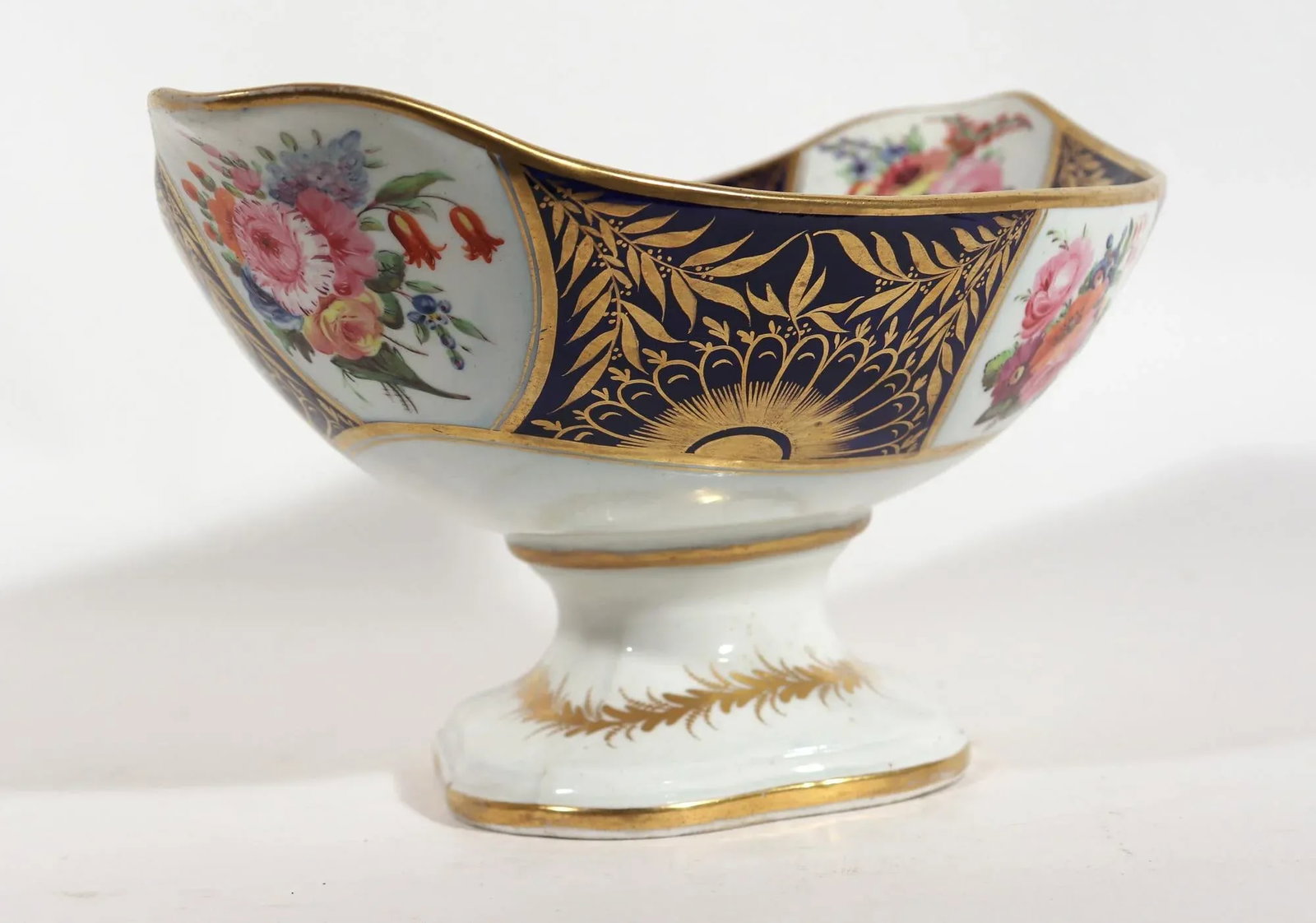 Regency Porcelain Mazarine Blue and Botanical Footed Tazza - 8