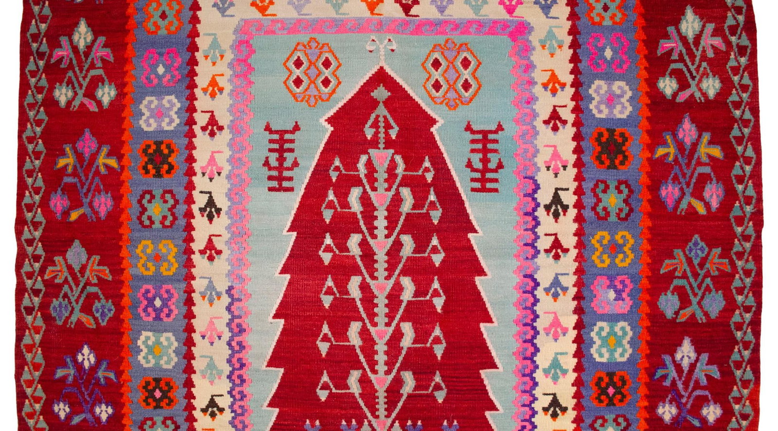 Ultra-Rare 1940s Turkish Ordu Kilim With Tree of Life – Handwoven Wool Flat Weave – - 10