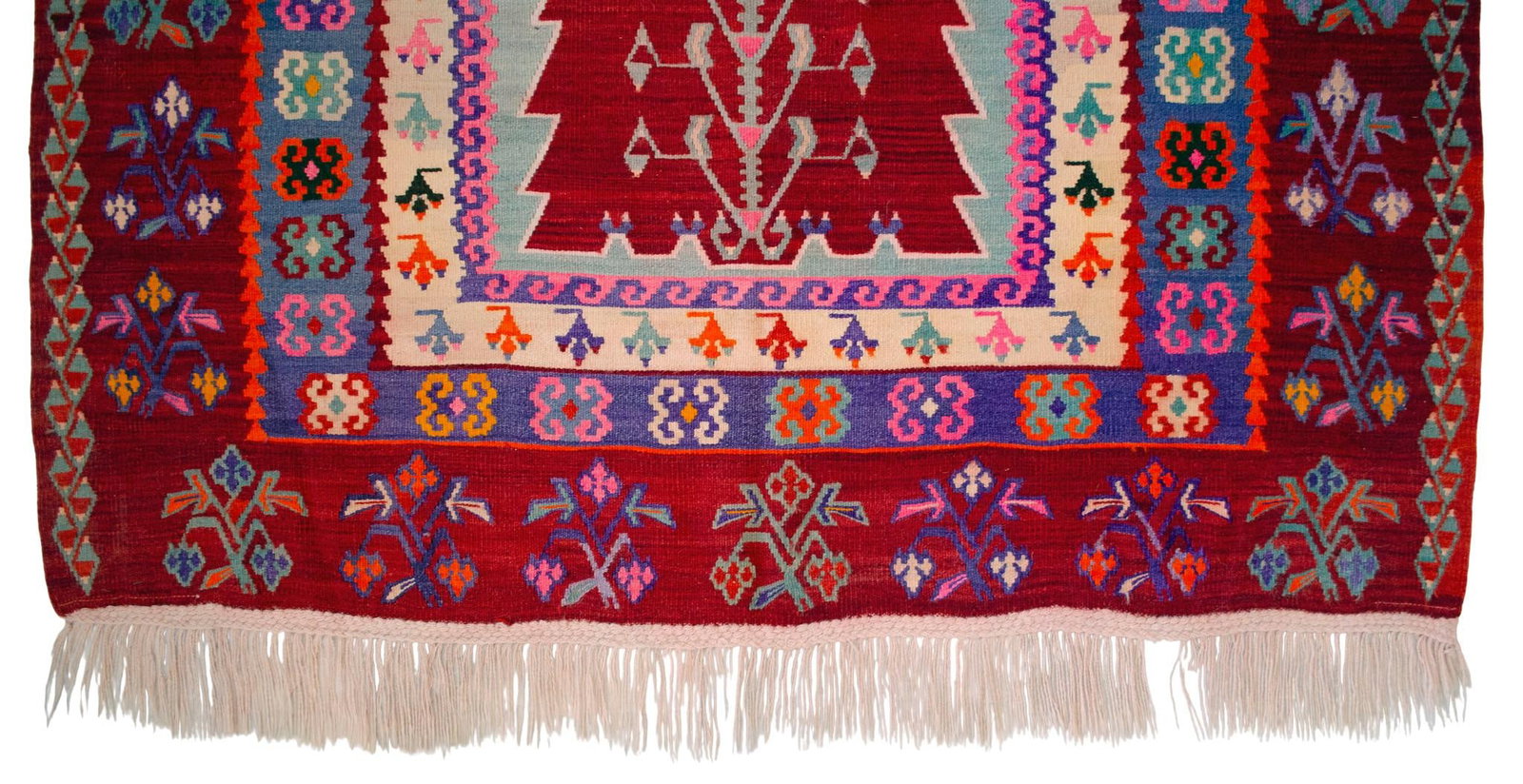 Ultra-Rare 1940s Turkish Ordu Kilim With Tree of Life – Handwoven Wool Flat Weave – - 11