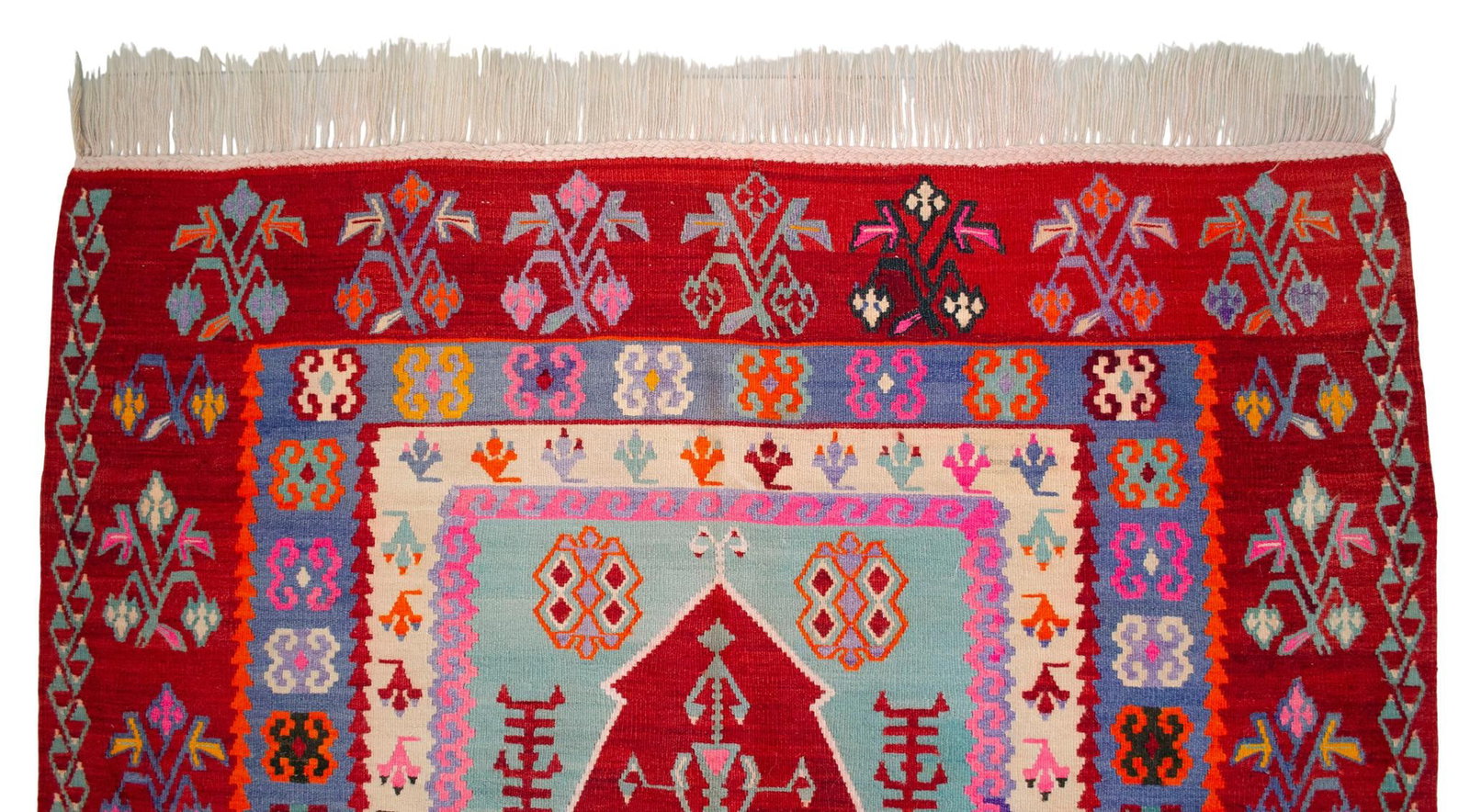 Ultra-Rare 1940s Turkish Ordu Kilim With Tree of Life – Handwoven Wool Flat Weave – - 9