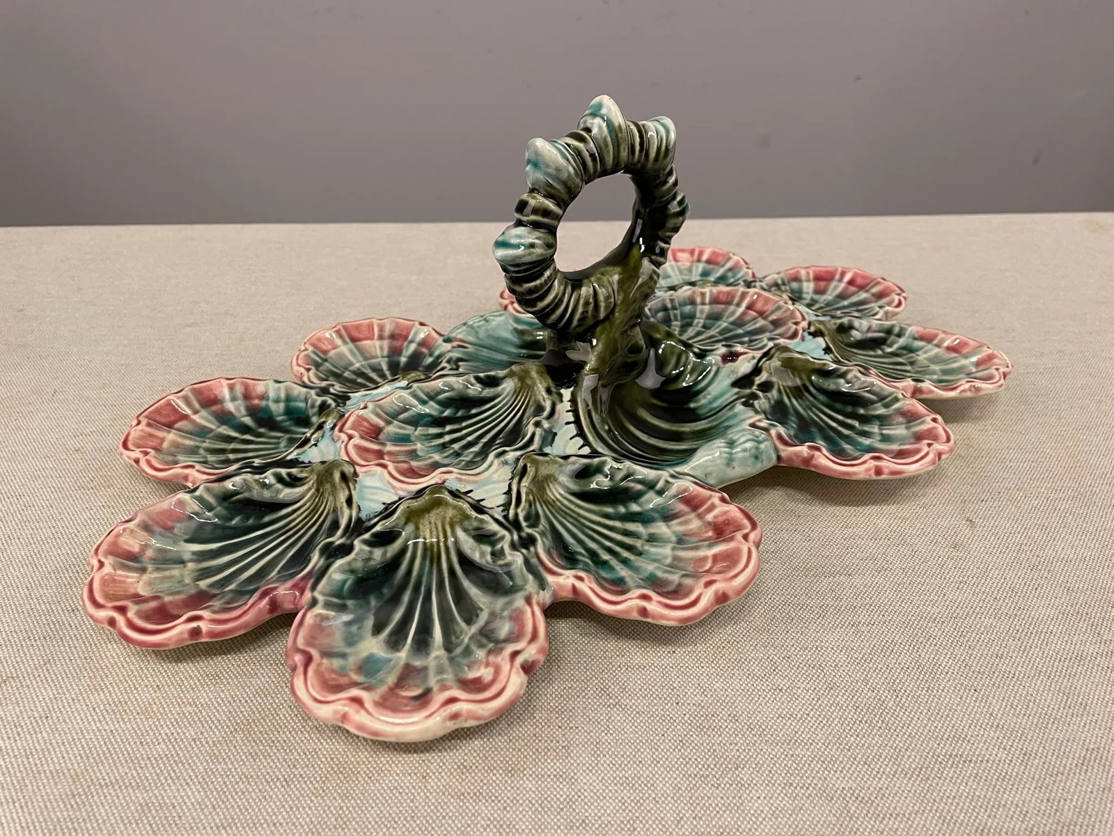 20th C. English Majolica Oyster Platter - 10