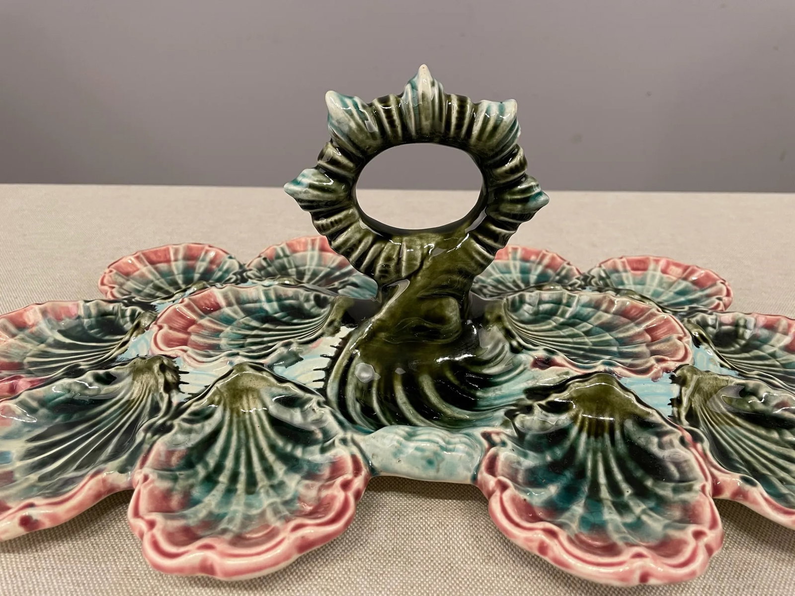 20th C. English Majolica Oyster Platter - 2