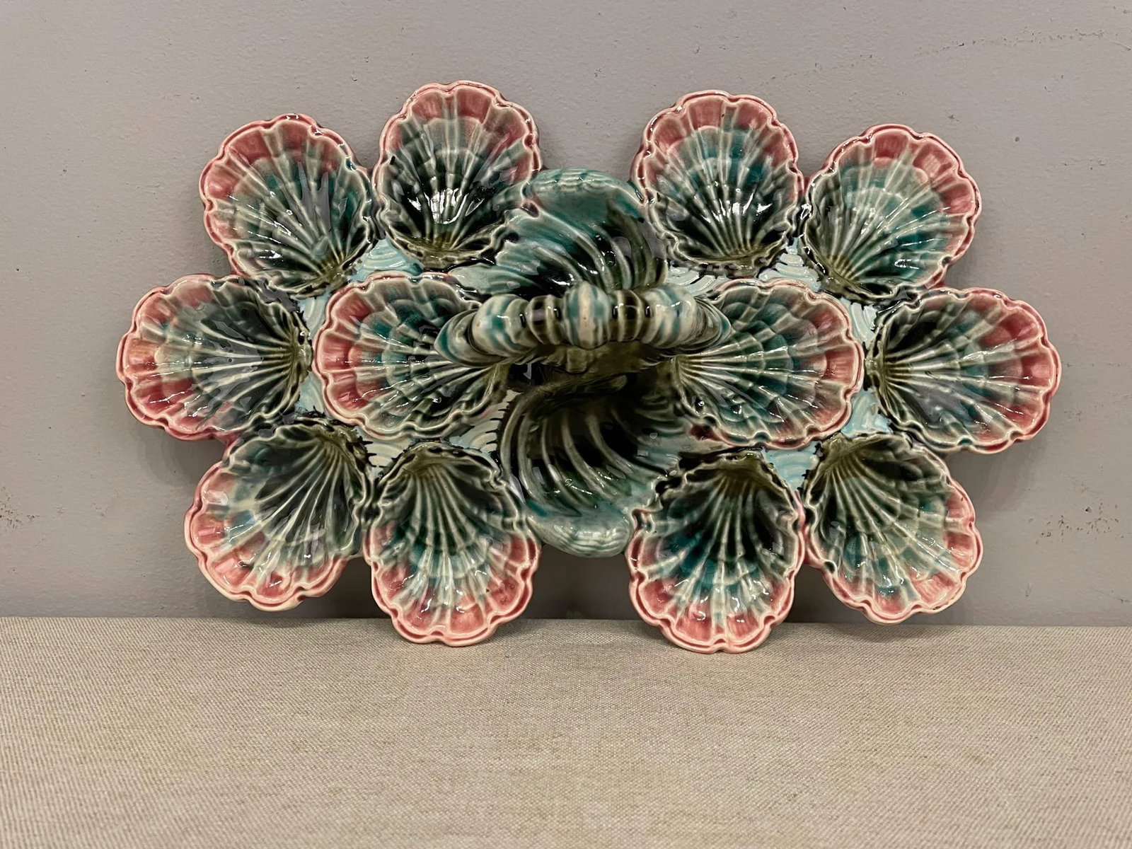 20th C. English Majolica Oyster Platter - 4