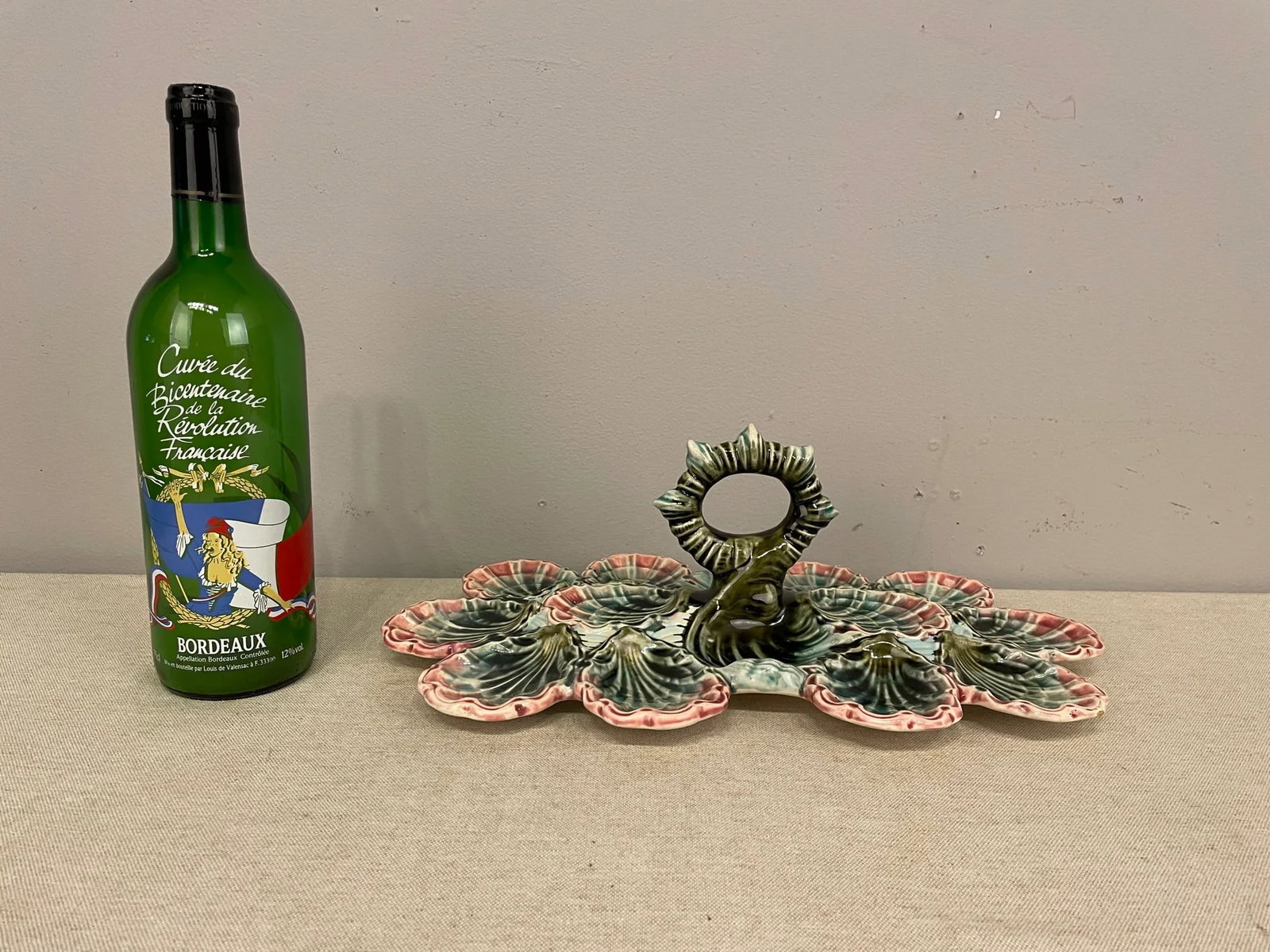 20th C. English Majolica Oyster Platter - 5