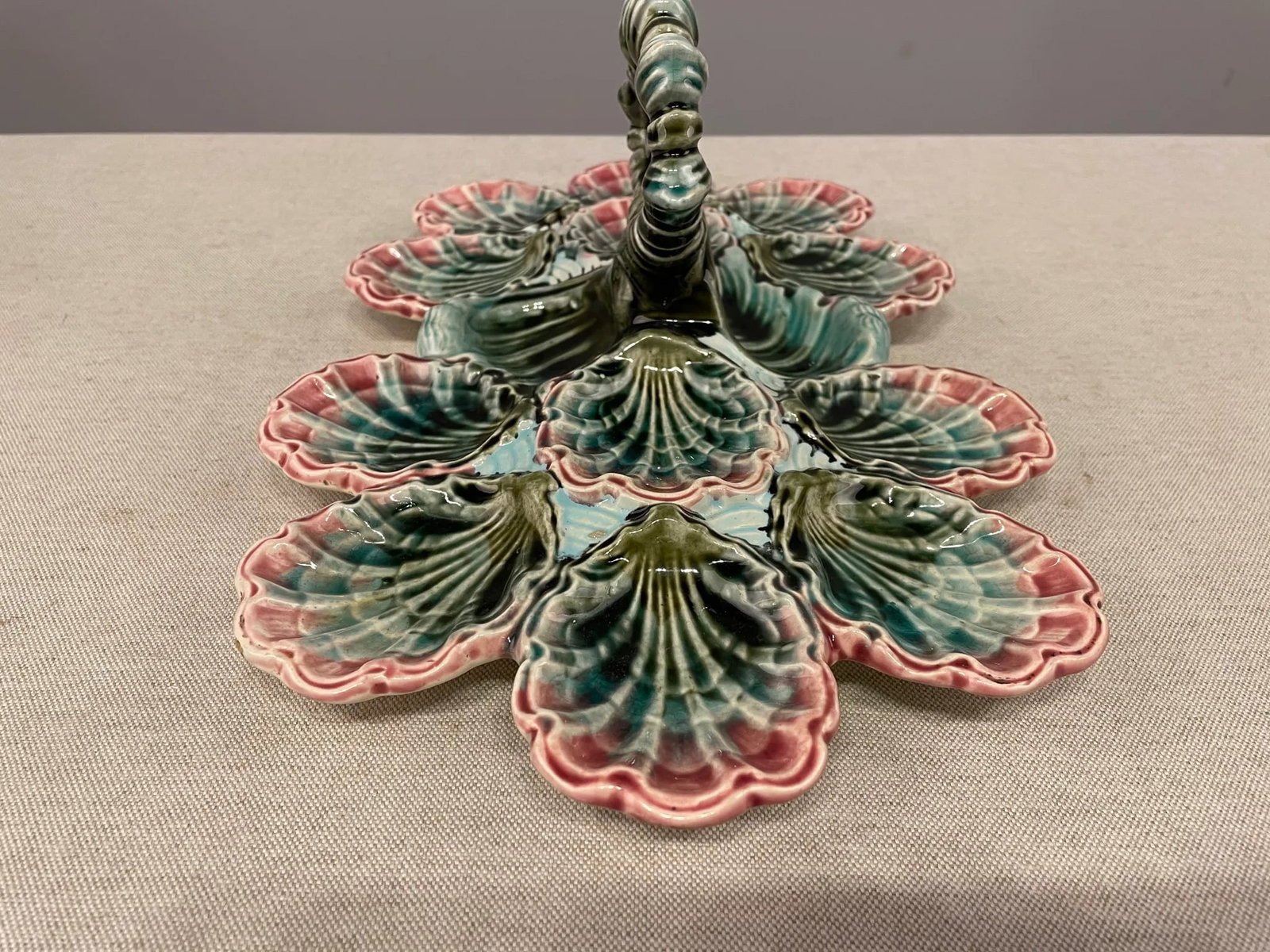 20th C. English Majolica Oyster Platter - 6