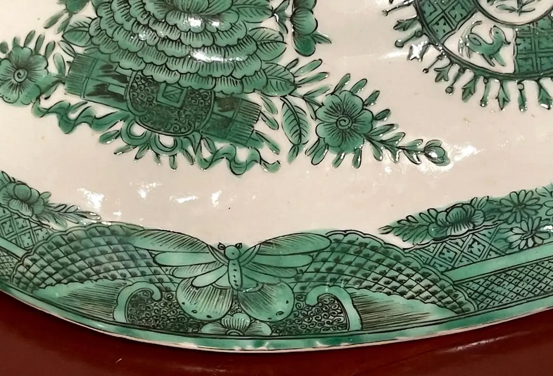 19th Century Chinese Export Green 'Fitzhugh' Hot Water Platter- Tureen * - 11