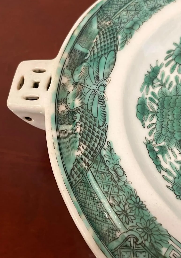 19th Century Chinese Export Green 'Fitzhugh' Hot Water Platter- Tureen * - 7