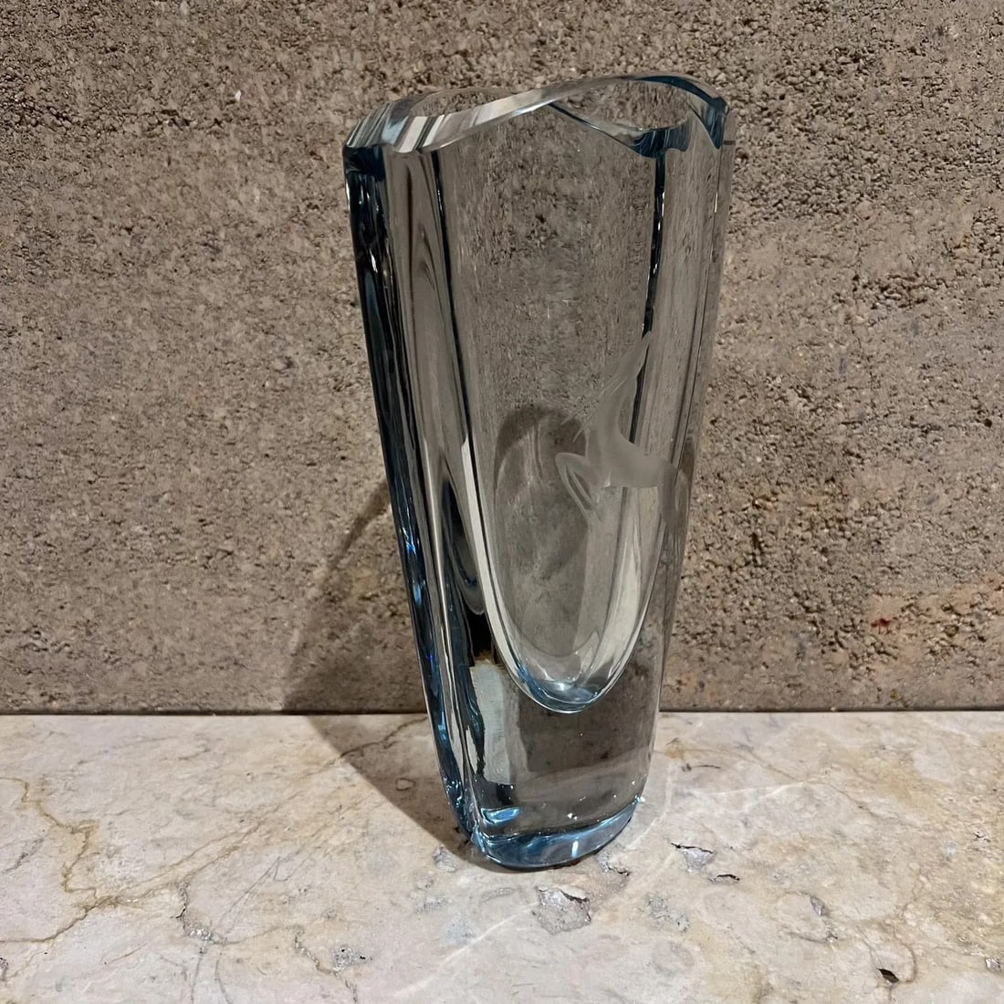1950s Gunnar Nyland Strombergshyttan Vase Gazelle Crystal Art Glass Sweden - 10