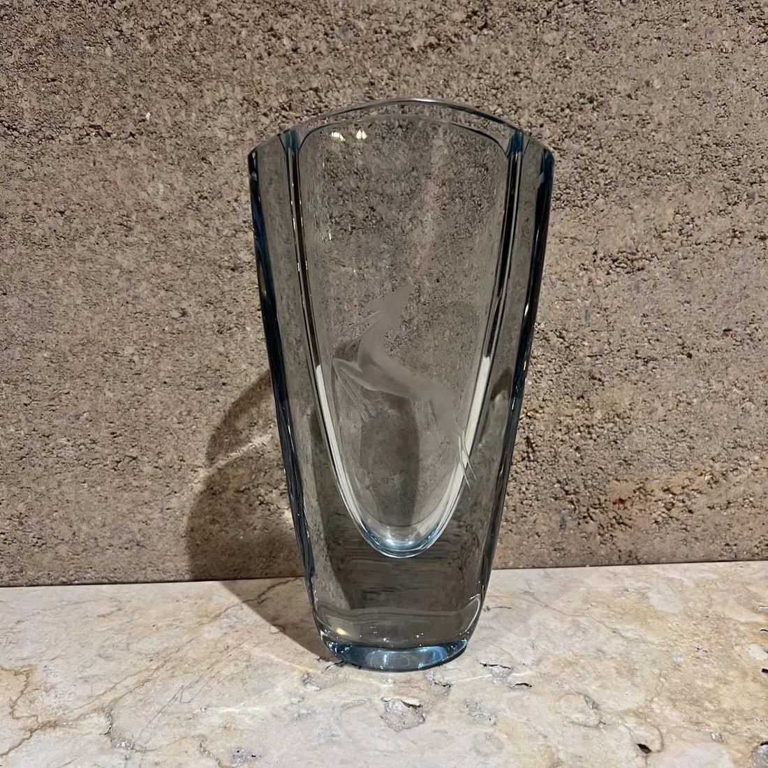 1950s Gunnar Nyland Strombergshyttan Vase Gazelle Crystal Art Glass Sweden - 2