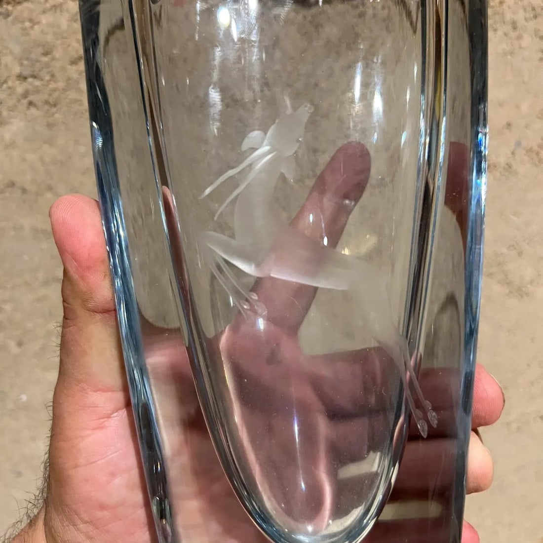 1950s Gunnar Nyland Strombergshyttan Vase Gazelle Crystal Art Glass Sweden - 5