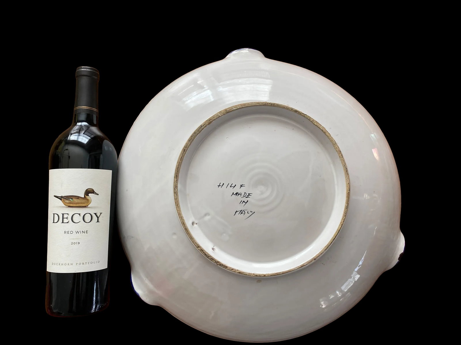 Vintage 1960s Large Handmade Italian American Bald Eagle and Flags Crest Seal Bowl Plate - 7