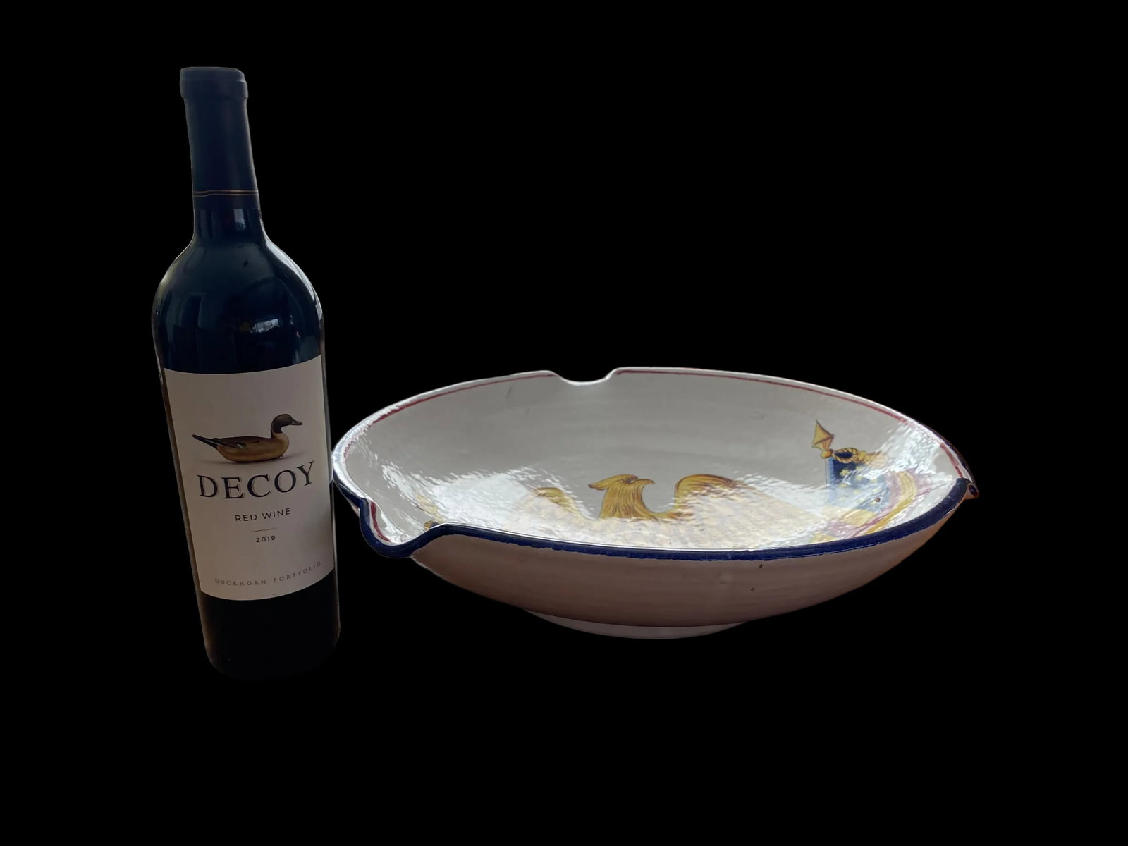 Vintage 1960s Large Handmade Italian American Bald Eagle and Flags Crest Seal Bowl Plate - 8