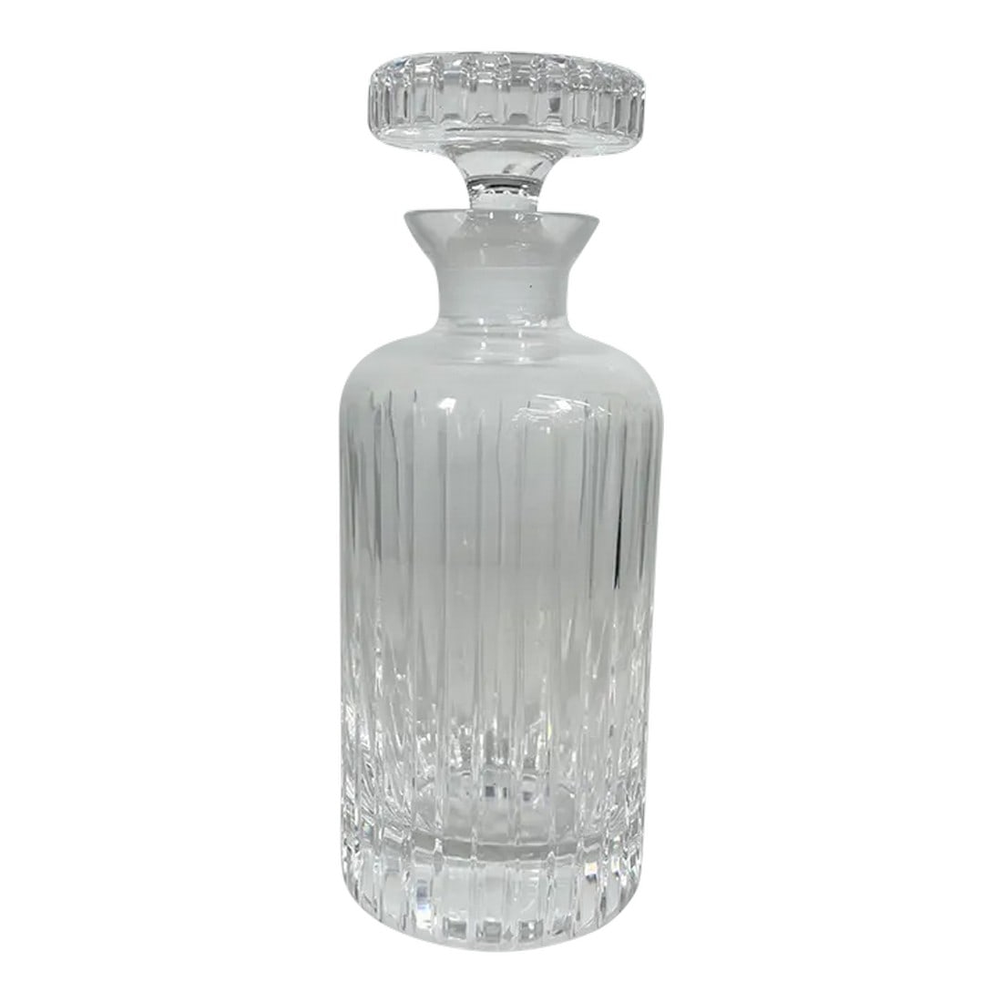 1960s Italian Ribbed Crystal Glass Decanter: AMBIANIC presents 1960s Modern elegance Ribbed Crystal Glass Decanter from Italy Matching Ice bucket in another listing. 9.75 tall x 3.88 diameter Original vintage preowned condition Faded maker stamp