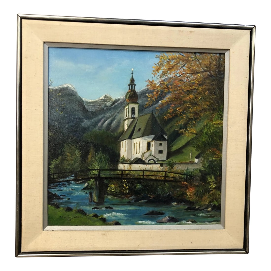 Early 20th Century The Church Oil on Canvas Signed on the Bottom, Framed (1 of 3)