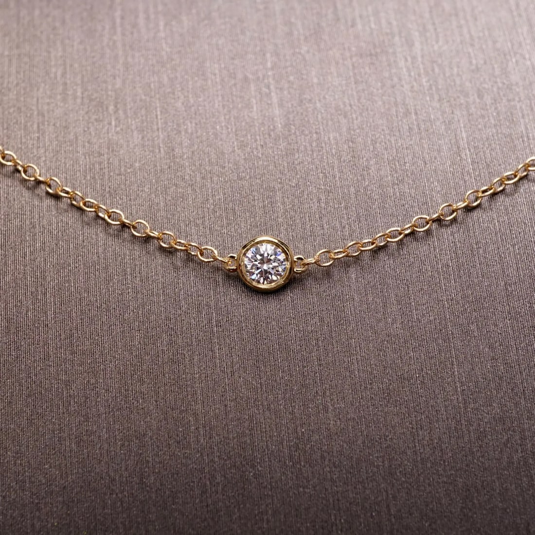 1 Carat Round Diamond by Yard Necklace Set in 14 Karat Yellow Gold - 4