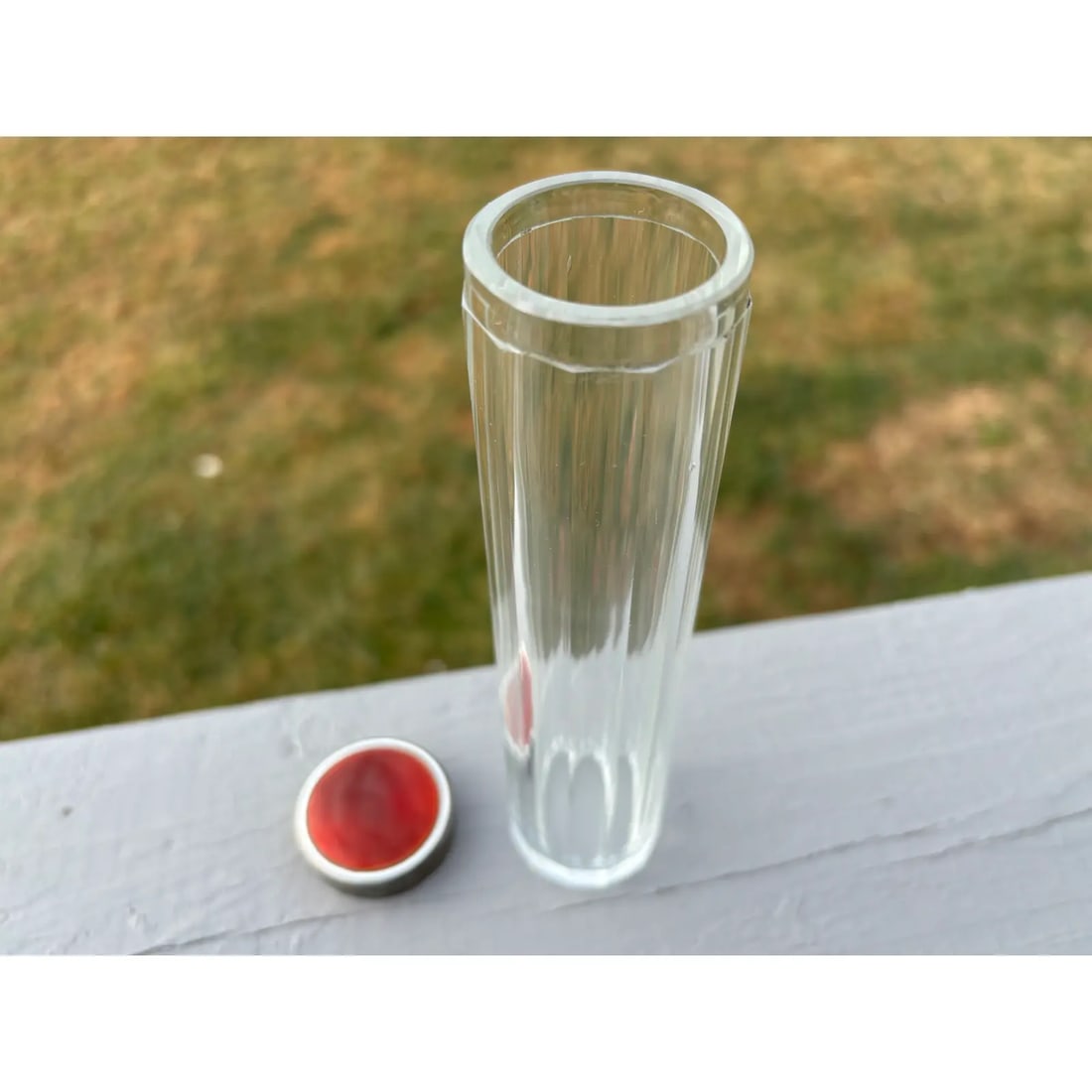 19th C. Red Guilloche Enamel, Sterling and Crystal Vessels - Set of Three - 12