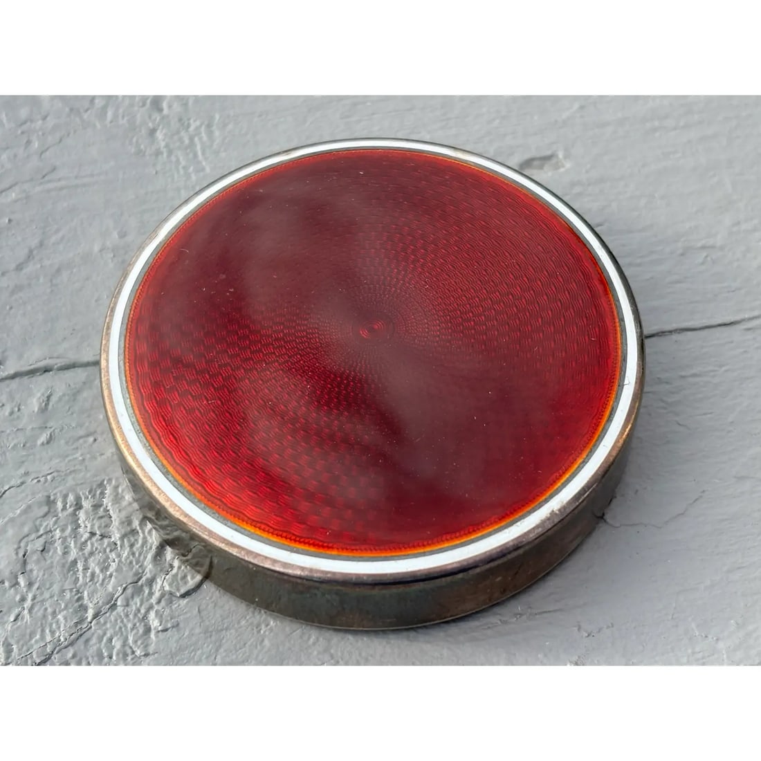 19th C. Red Guilloche Enamel, Sterling and Crystal Vessels - Set of Three - 13
