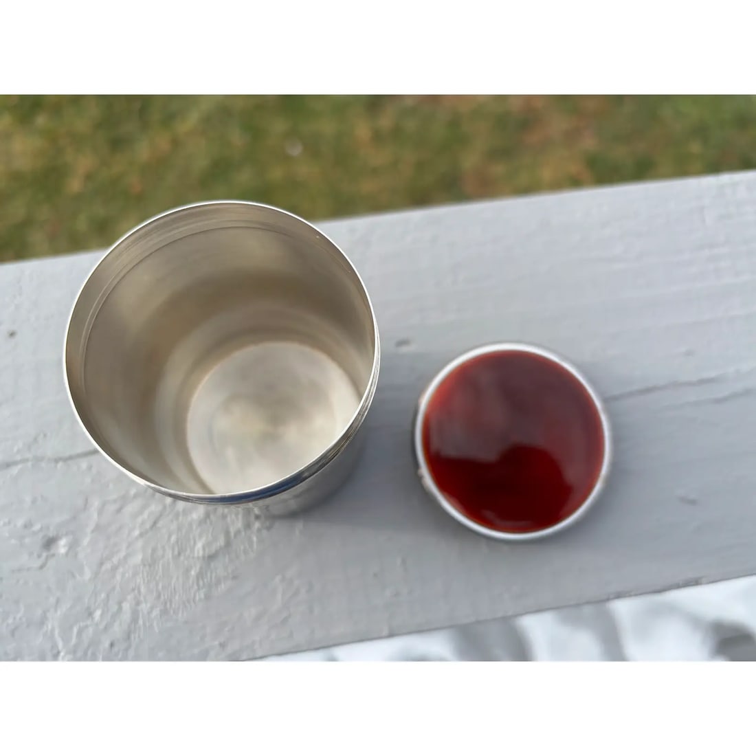 19th C. Red Guilloche Enamel, Sterling and Crystal Vessels - Set of Three - 3