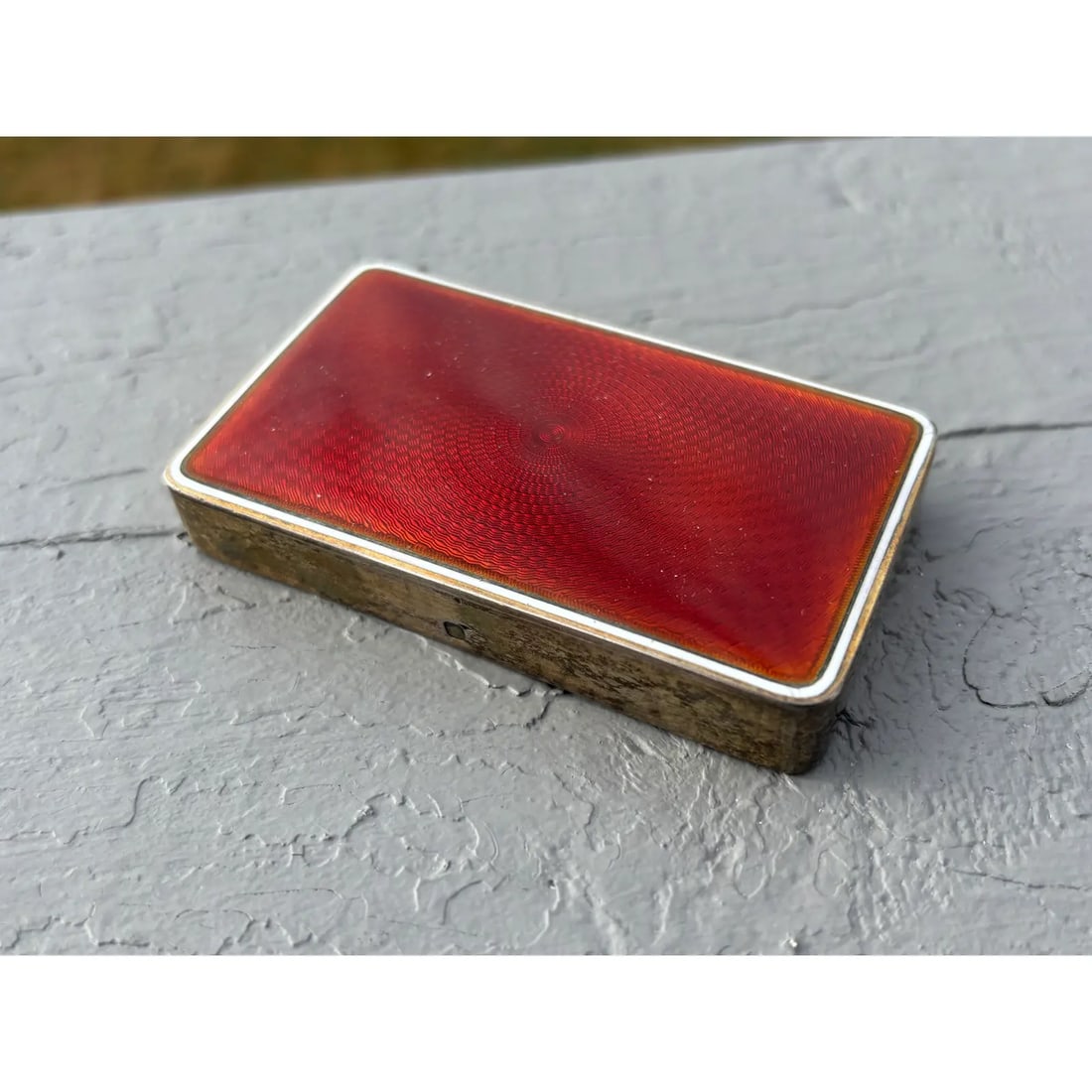 19th C. Red Guilloche Enamel, Sterling and Crystal Vessels - Set of Three - 9