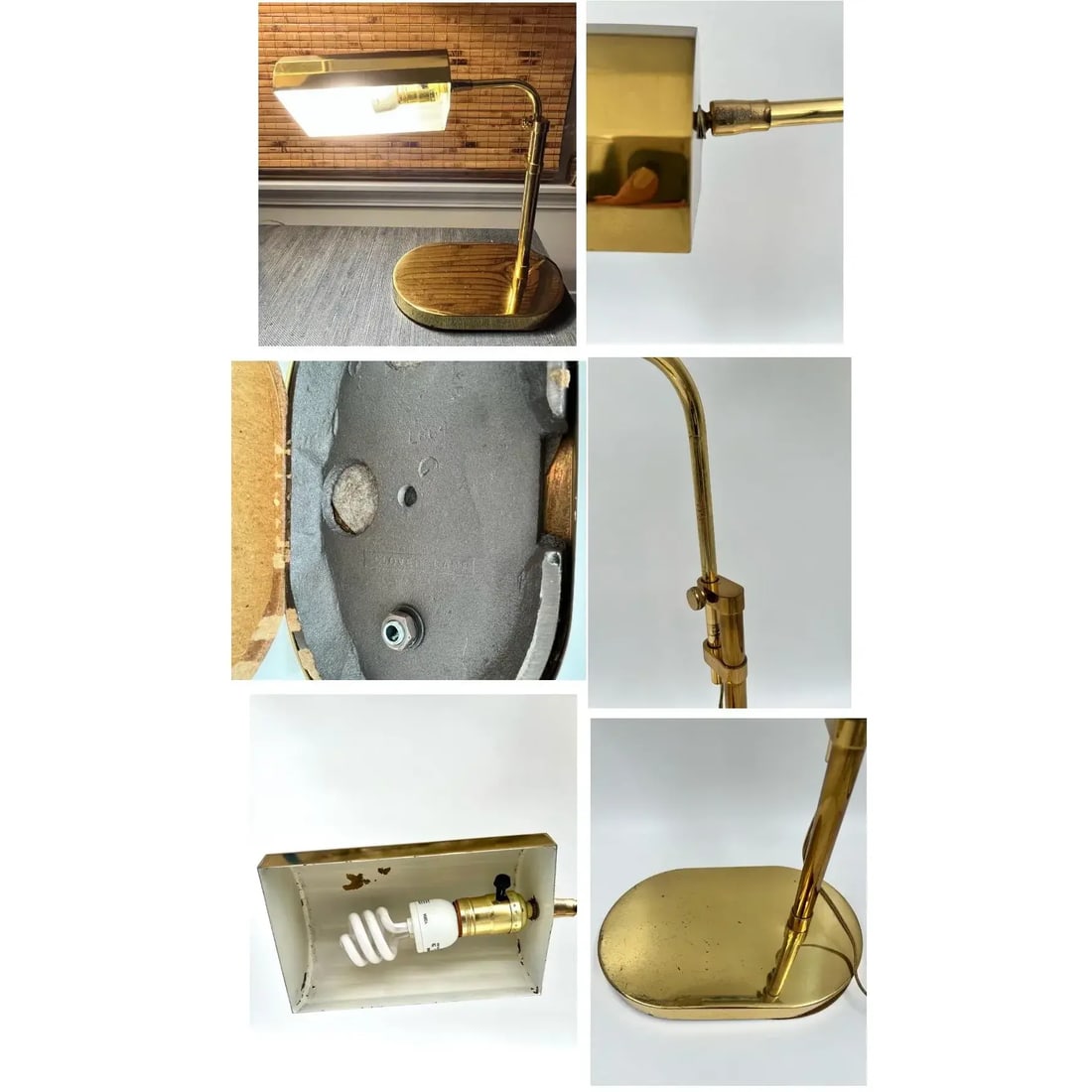 1970s Clover Lamp Co. Adjustable Brass Pharmacy Lamp Desk Lamp Styled After Reggiani And Arteluce - 11