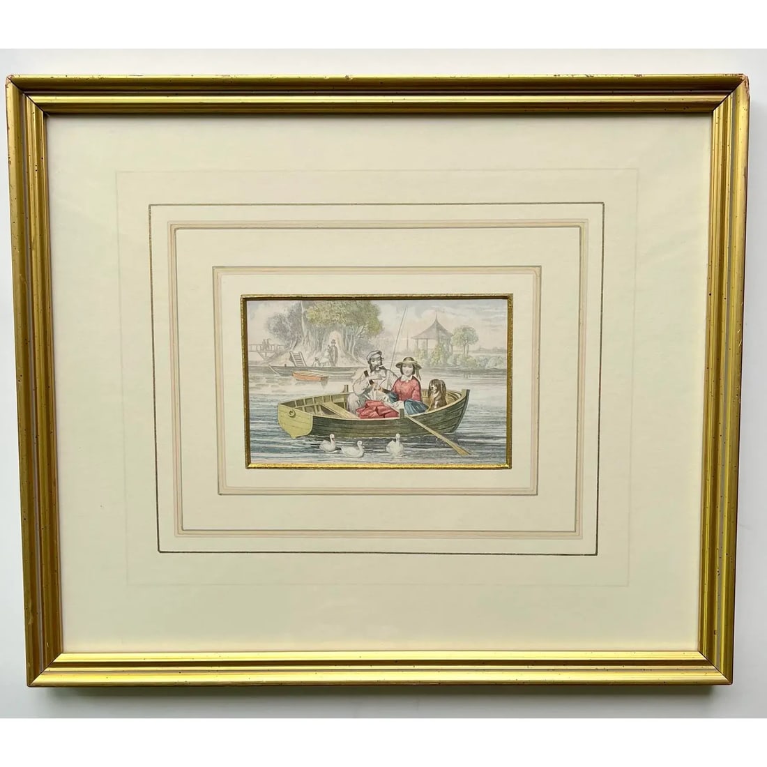 Vintage Victorian Courting Couples Framed Baxter Method Oil Print Engravings by Joseph Kronheim - Se - 2