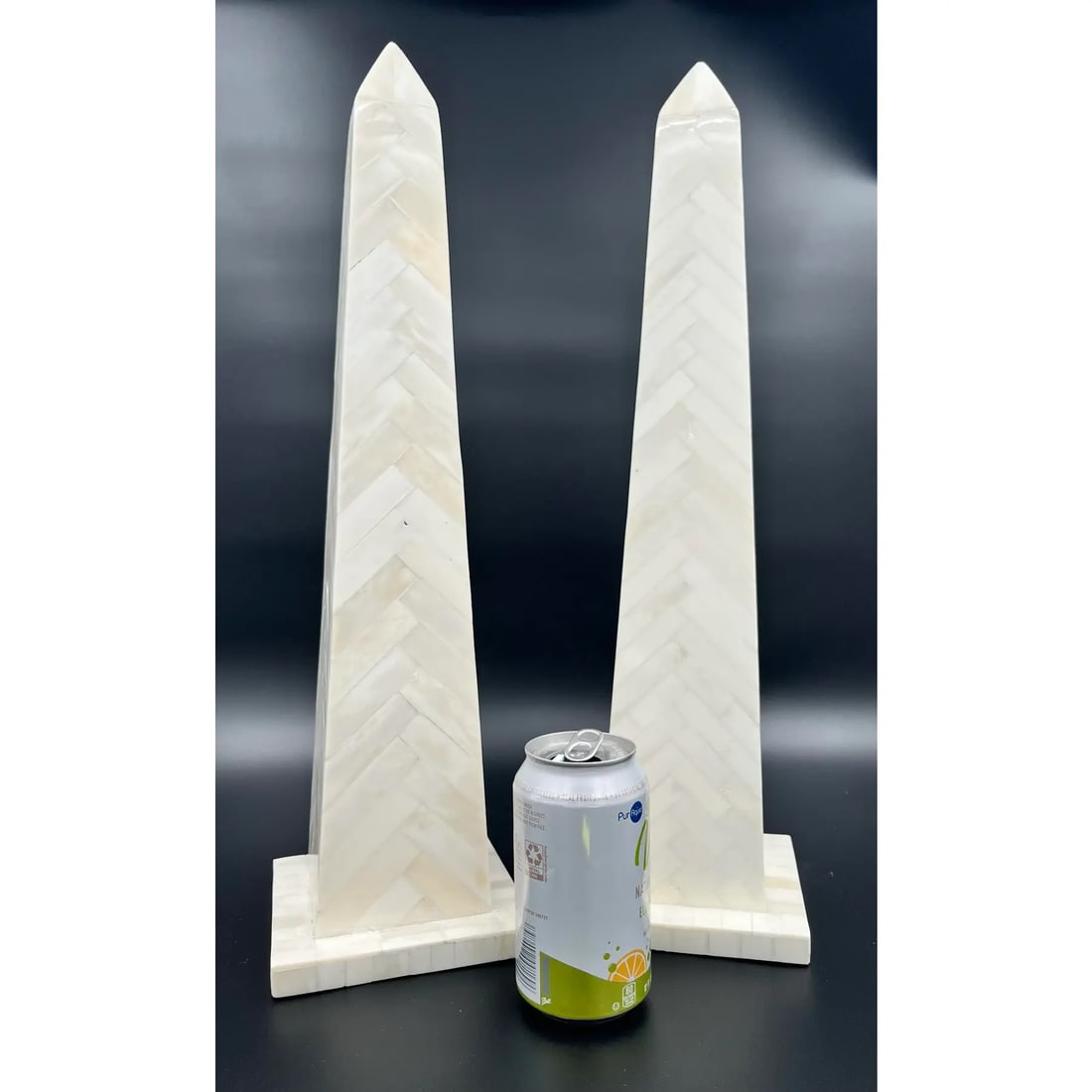 Late 20th Century Herringbone Tessellated Bone Obelisks - Set of 2 - 11