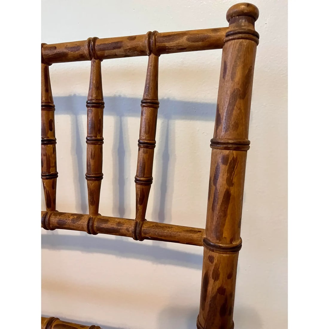 Mid 20th Century Faux Bamboo Tortoise Shell Finish Chair Made in Spain With Custom Red Raspberry Che - 6