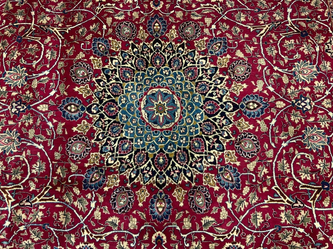 Hand Knotted Persian Kashmar Rug Magenta Red Wool 9'10" x 12'9" Area Carpet - 8