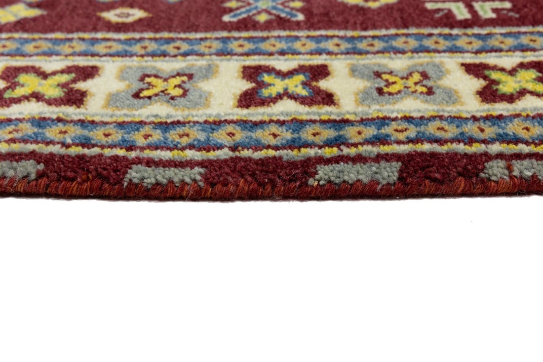 Maroon Red Geometric 4X6 Kazak Oriental Rug - 16