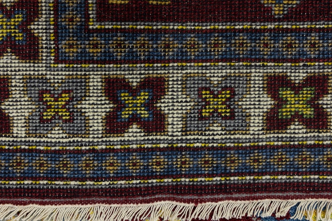 Maroon Red Geometric 4X6 Kazak Oriental Rug - 19