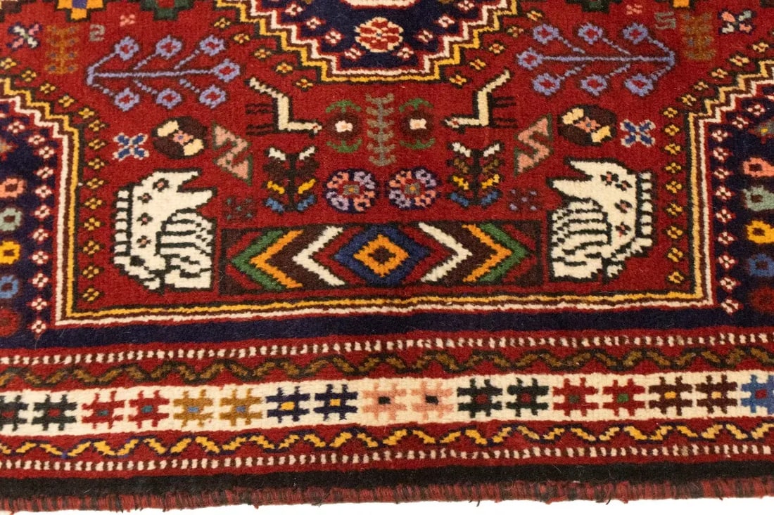 Red Tribal 3'4X4'7 Shiraz Persian Rug - 10