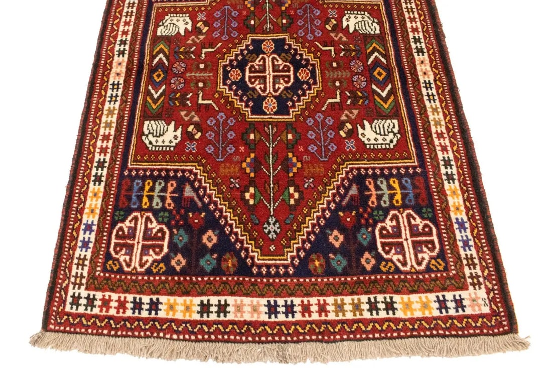 Red Tribal 3'4X4'7 Shiraz Persian Rug - 11