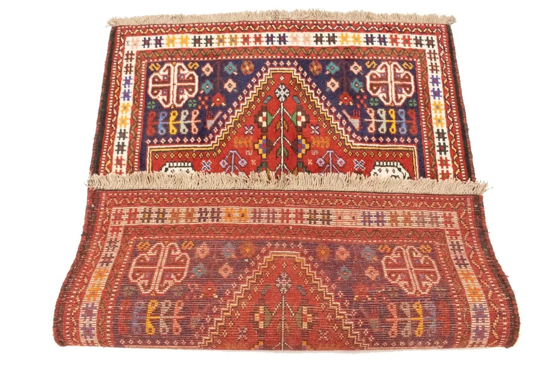 Red Tribal 3'4X4'7 Shiraz Persian Rug - 16