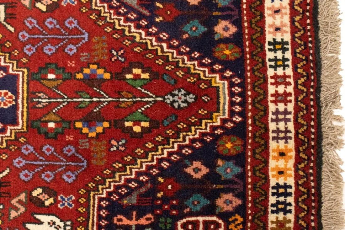 Red Tribal 3'4X4'7 Shiraz Persian Rug - 9