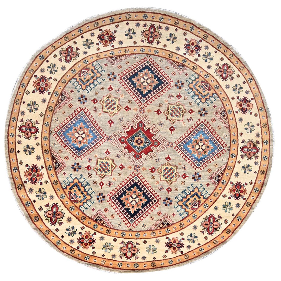 Bamboo Brown Special Kazak Geometric Design Wool Hand Knotted Rug: Title: Bamboo Brown Special Kazak Geometric Design Wool Hand Knotted Rug Description:This is a truly genuine one-of-a-kind. It has been Knotted for months and months in the centuries-old weaving