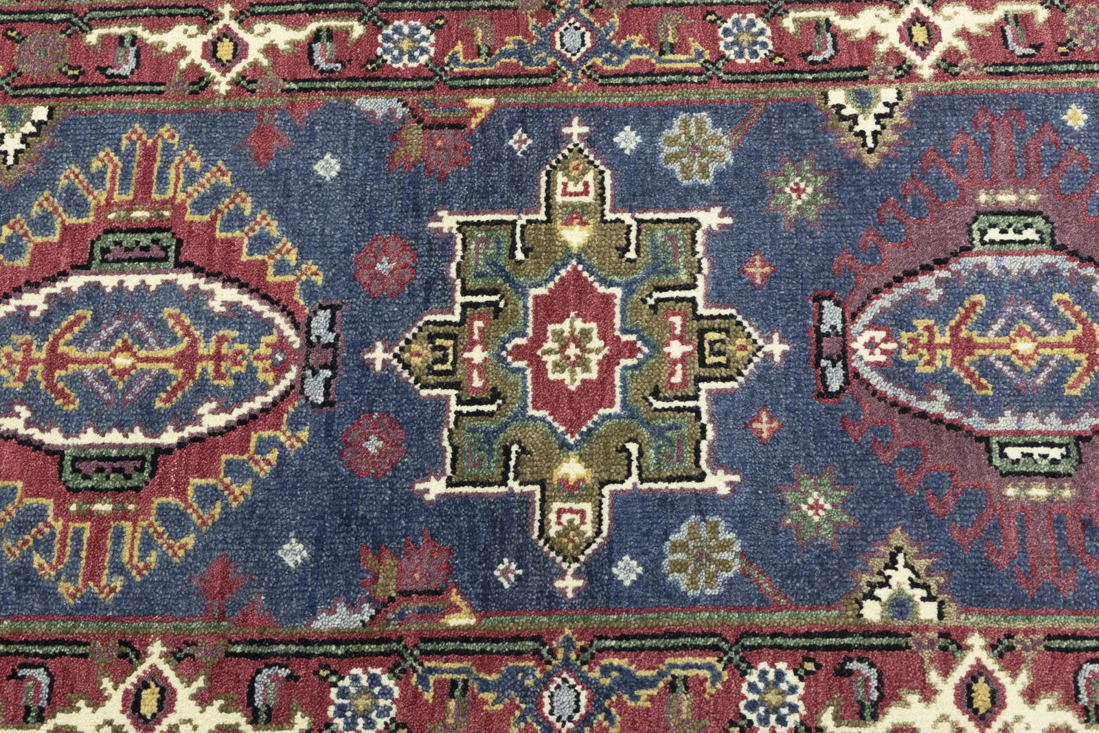 Gray Geometric 3X8 Indo-Karajeh Oriental Runner Rug - 10